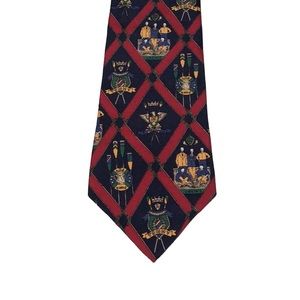 Tommy Hilfiger Navy & Red Rowing Crew Boating Nautical 100%‎ Italian Silk Tie